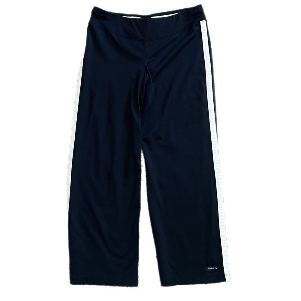 Athleta Black Crop Pants with White Side Stripe. Size Small. Great Condition!!